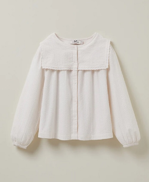 GIRL'S 100% COTTON SOLID SEERSUCKER SHIRT