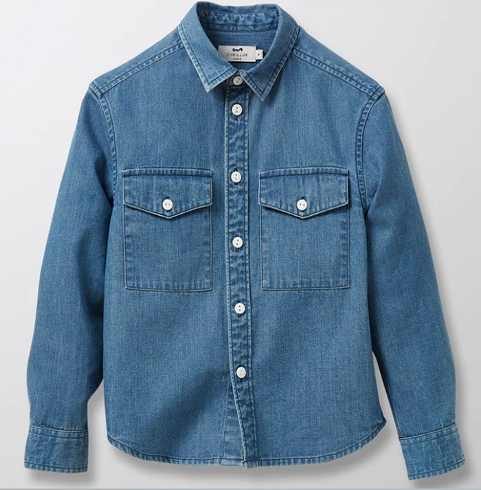 100% COTTON  6.5OZ DENIM SHIRT WITH ENZYME WASH