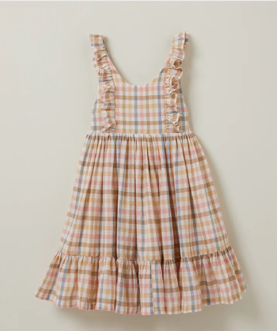 100% cotton y/d checked girls dress		
