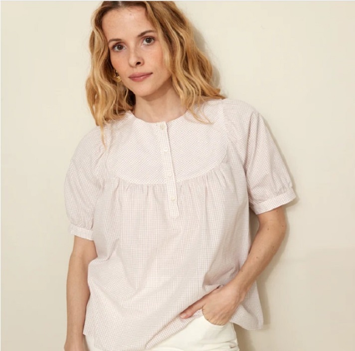 100% organic cotton y/d checked blouse
